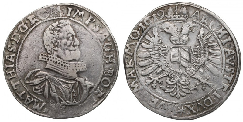 Bohemia, Matthias II, Thaler 1619, Kuttenberg Ładny egzemplarz bardzo rzadkiej w...