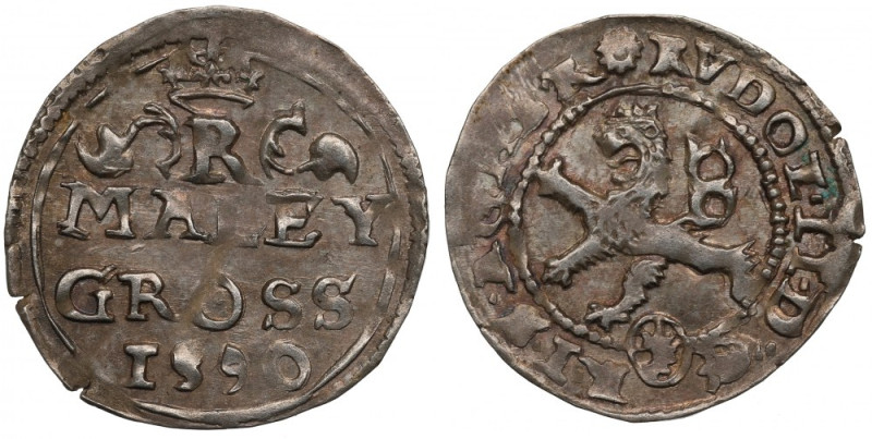 Bohemia, Rudolph II, Maley Groschen 1590, Kuttenberg Bardzo ładny, okołomenniczy...