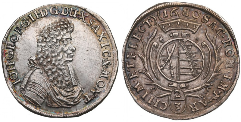 Germany, Saxony, Johan Georg II, 2/3 thaler 1680 Bardzo ładny egzemplarz, lekkie...