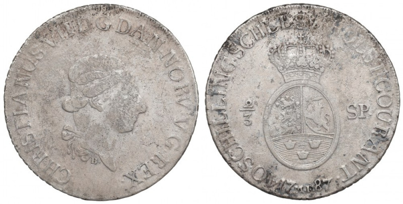 Germany, Schleswig-Holstein, 2/3 speciedaler 1787 Ładny egzemplarz rzadszej w ha...