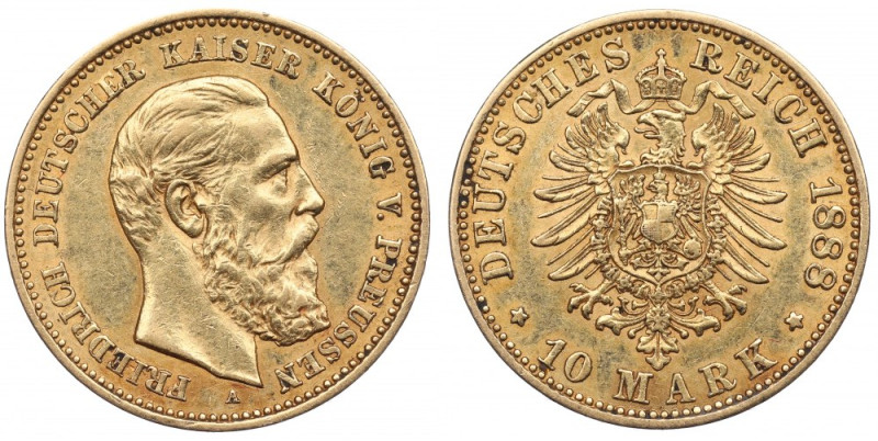 Germany, Prussia, 10 mark 1888 A Ładny egzemplarz jedynego rocznika tej odmiany ...