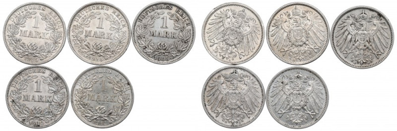 Germany, 1 mark 1905-15 Ładne egzemplarze z bardzo dobrym połyskiem. 

Germany...