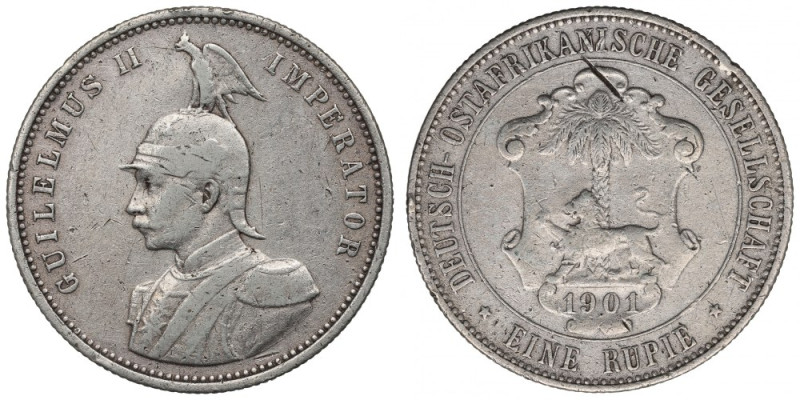 German East Africa, 1 rupee 1901 Obiegowy egzemplarz. Rzadsza typologicznie pozy...