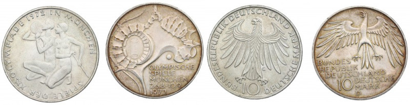 Germany, Lot of 10 marks 1972 Bardzo ładne egzemplarze. Srebro .625, waga łączna...