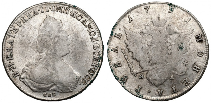 Russia, Catherine II, Rouble 1791 Ładny, w pełni czytelny egzemplarz rubla Katar...