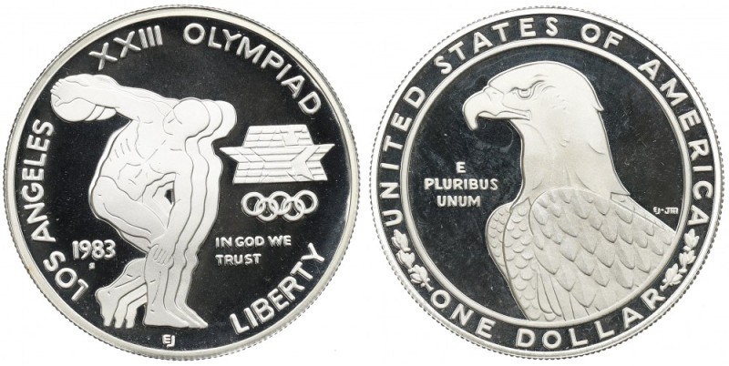 USA, 1 dollar 1983 Olympic games Los Angeles Srebro .900, waga katalogowa 26,73 ...