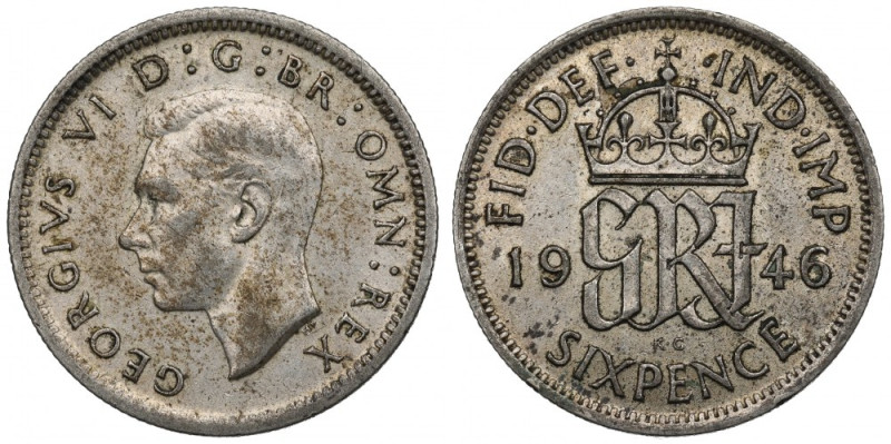 Great Britain, 6 pence 1946 Ładnie zachowany egzemplarz. 
Reference: Krause KM#...