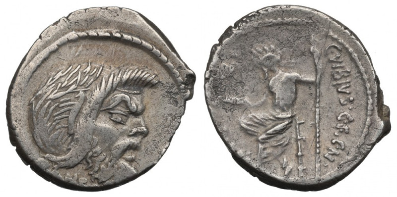 Roman Republic, Gaius Vibius Pansa, Denarius Obiegowy egzemplarz wybity na zbyt ...