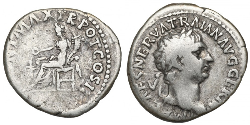 Roman Empire, Traian, Denarius Czytelny egzemplarz rzadszej w handlu pozycji. Aw...