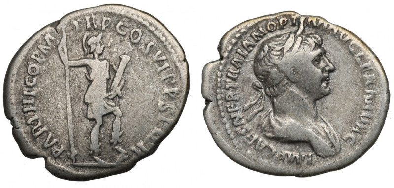 Roman Empire, Traian, Denarius Czytelny egzemplarz rzadszej w handlu pozycji. Aw...