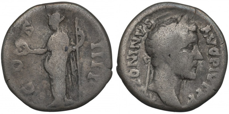 Roman Empire, Antoninus Pius, Denarius Obiegowy, czytelny egzemplarz. Awers: gło...