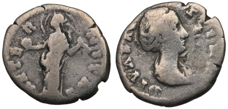 Roman Empire, Faustina Maior, Denarius Czytelny egzemplarz. Awers:&nbsp; Popiers...