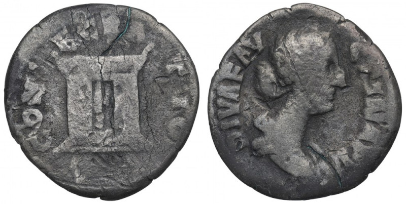 Roman Empire, Faustina Minor, Denarius Obiegowy egzemplarz. Awers:&nbsp; Popiers...