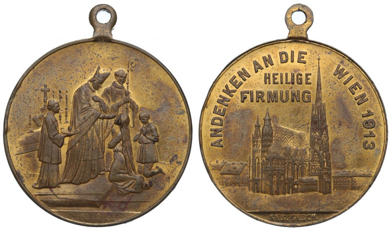 Austria, Medal zasługi Wiedeń 1913 Pięknie zachowany egzemplarz. Brąz, średnica ...