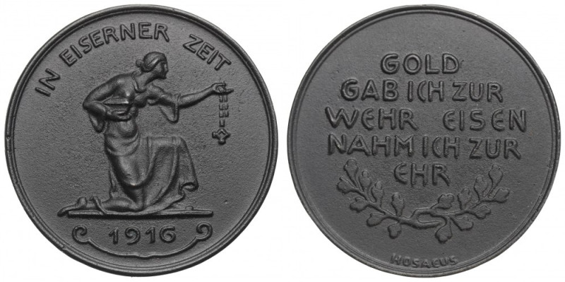Niemcy, Medal 1916 w czasach żelaza Pięknie zachowany egzemplarz. Cynk, średnica...