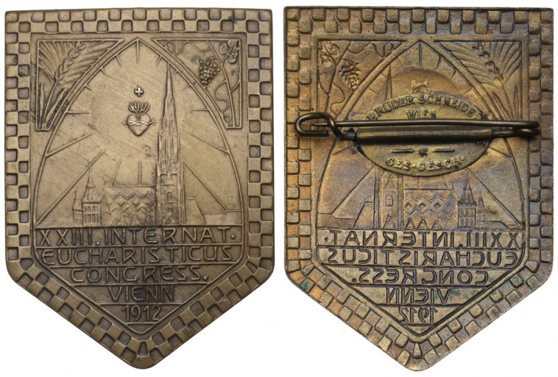 Austria, Odznaka Kongres Eucharystyczny Wiedeń 1912 Piękna odznaka znanego wykon...