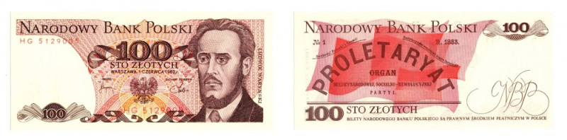 PRL, 100 złotych 1982 HG Egzemplarz w doskonałym emisyjnym stanie zachowania.
 ...