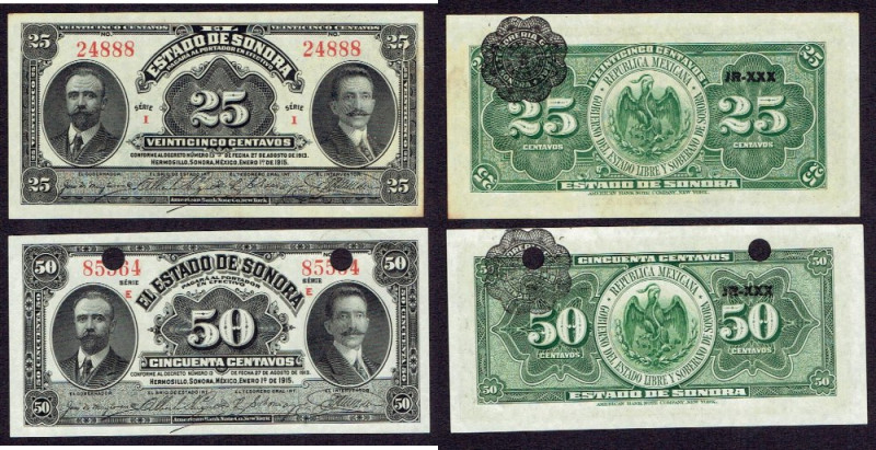 Meksyk, Zestaw 25, 50 centavos 1915 Zestaw ciekawych banknotów. Egzemplarze w st...