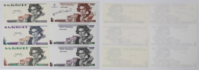 Thomas De La Rue, TestNote - Zestaw 6 banknotów Banknoty testowe w emisyjnej kon...