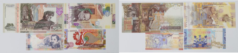 Zestaw banknotów drukarni GOZNAK Zestaw 4 banknotów drukarni GOZNAK. 
Grade: UN...