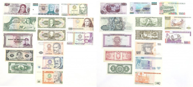 Zestaw banknotów świata Banknoty w większości w stanach UNC/UNC-. Ciekawszy zest...