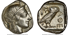 ATTICA. Athens. Ca. 440-404 BC. AR tetradrachm (24mm, 17.20 gm, 7h). NGC MS 5/5 - 4/5. Mid-mass coinage issue. Head of Athena right, wearing earring, ...