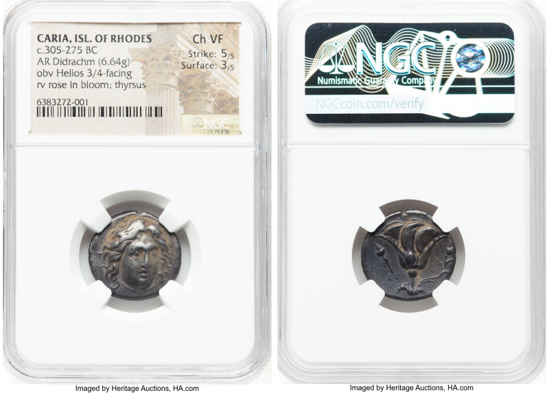 CARIAN ISLANDS. Rhodes. Ca. 305-275 BC. AR didrachm (20mm, 6.64 gm, 12h). NGC Ch...