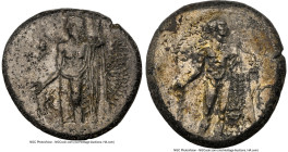 CILICIA. Issus. Ca. 400-370 BC. AR stater (21mm, 10.13 gm, 8h). NGC AU 3/5 - 3/5. IΣΣI, Apollo standing facing, head left, patera in extended right ha...