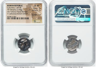 Q. Sicinius (ca. 49 BC). AR denarius (18mm, 3.96 gm, 10h). NGC Choice XF 5/5 - 3/5, bankers mark. Rome. FORT-P•R, head of Fortuna right, wearing penda...