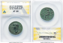 Gaius (Caligula) (AD 37-41). AE as (27mm, 5h). ANACS VF 35. Rome, 37-38 AD. C•CAESAR•AVG•GERMANICVS•PON•M•TR•POT, bare head of Caligula left / VESTA, ...