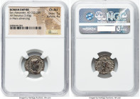 Severus Alexander, as Augustus (AD 222-235). AR denarius (18mm, 2.60 gm, 12h). NGC Choice AU 5/5 - 4/5. Rome, AD 227. IMP C M AVR SEV ALEXAND AVG, lau...