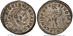 Diocletian (AD 284-305). BI follis or nummus (28mm, 10.95 gm, 1h). NGC MS 5/5 - 4/5, Silvering. Trier, 1st officina, AD 303-305. IMP DIOCLETIANVS AVG,...