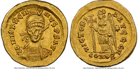 Marcian, Eastern Roman Empire (AD 450-457). AV solidus (21mm, 4.47 gm, 6h). NGC Choice XF 5/5 - 4/5. Constantinople, 8th officina. D N MARCIA-NVS P F ...