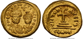Heraclius and Heraclius Constantine (AD 613-641). AV solidus (14mm, 4.54 gm, 6h). NGC MS 4/5 - 4/5. Carthage, 9th Indictional Year, 1st cycle (AD 620/...