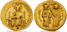 Romanus III Argyrus (AD 1028-1034). AV histamenon nomisma (24mm, 4.39 gm, 5h). NGC XF 5/5 - 3/5, light marks. Constantinople. +IhS XIS RЄX-RЄϚNANTInm,...