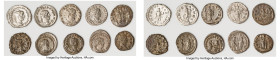 ANCIENT LOTS. Roman Imperial. Lot of ten (10) AR and BI antoniniani. Fine-AU, Silvering. Includes: Ten Roman Imperial AR and BI antoniniani, various r...