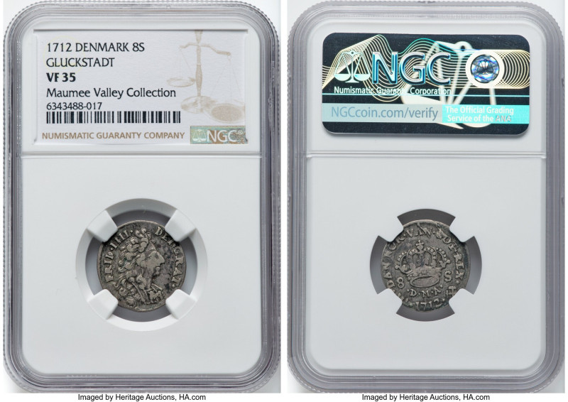 Gluckstadt. Frederik IV 8 Skilling 1712 VF35 NGC, Glückstadt mint, KM3. From the...