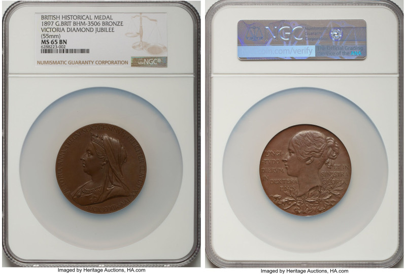 Victoria bronze "Diamond Jubilee" Medal 1897 MS65 Brown NGC, BHM-3506, Eimer-181...