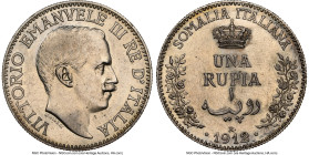 Pair of Certified Assorted Issues NGC, 1) Italian Somaliland: Italian Colony. Vittorio Emanuele III Rupia 1912-R - UNC Details (Cleaned), Rome mint, K...