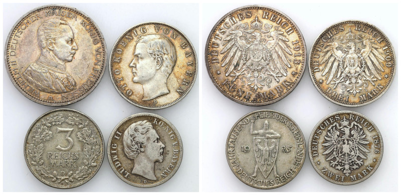 Germany
Germany, Weimar, Bavaria, Prussia. 2-5 marks 1876-1925, set of 4 pieces...