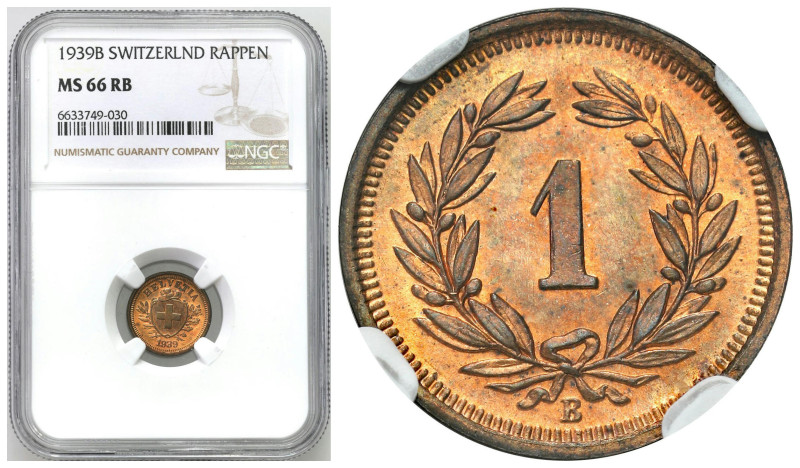 Switzerland
Switzerland. 1 Rappen 1939 B, Bern NGC MS66 RB (MAX) 

Najwyższa ...