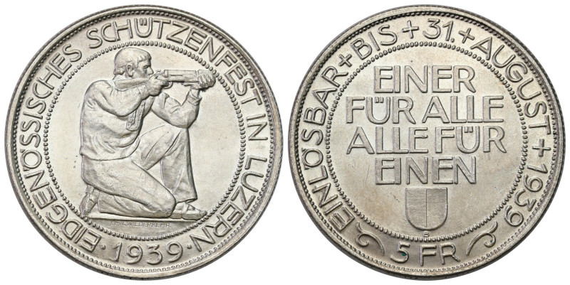 Switzerland
Switzerland. 5 francs 1939, Bern, Shooting Festival - BEAUTIFUL 
...