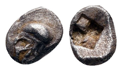 Ionia. Uncertain mint circa 500-400 BC. 
Tetartemorion AR

5 mm, 0,09 g


...