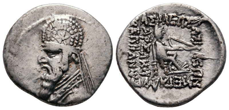 Kings of Parthia. Rhagae. Sinatrukes 93-69 BC. 
Drachm AR

20 mm, 3,95 g

...