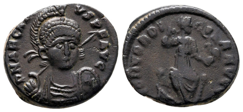 Arcadius AD 383-408. Uncertain mint
Follis Æ

17 mm, 2,60 g



Very Fine