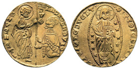Crusaders. Chios AD 1400-1413. Maona Society. Imitating Venice issue of Andrea Dandolo. Ducat AV