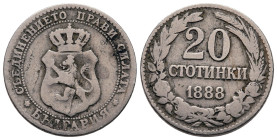 Bulgaria.  AD 1888. 20 Stotinki