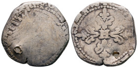 France. Uncertain mint.  AD 1574-1610. Henri III or IV. Demi-Franc AR