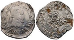 France. Uncertain mint, probably Troyes. Henri III AD 1574-1589. Demi-Franc AR