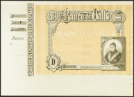 200 Pesetas. (1892ca). Banco de Valls. Prueba de Impresión, con matriz a la izquierda y sin texto. Serie D. (Ruiz y Alentorn: 933). SC.